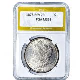 1878 Rev 79 Morgan Silver Dollar PGA MS63