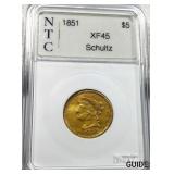 1851 Gold $5 Half Eagle Schultz NTC XF45