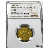 1849 Gold $5 Half Eagle Oregon Exchange NGC AU53