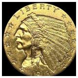 1913 Indian Head Gold $2.5 Quarter Eagle  CHOICE