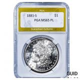 1881-S Morgan Silver Dollar PGA MS65 PL