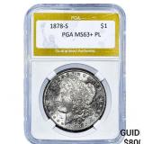 1878-S Morgan Silver Dollar PGA MS63+ PL