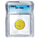1908-D $5 Gold Half Eagle ICG MS64