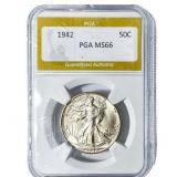 1942 Walking Liberty Half Dollar PGA MS66