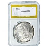 1890-S Morgan Silver Dollar PGA MS64