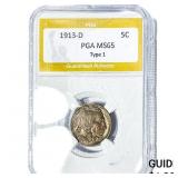 1913-D Buffalo Nickel PGA MS65 Type 1