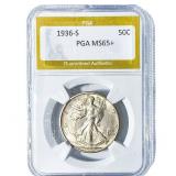 1936-S Walking Liberty Half Dollar PGA MS65+