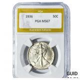 1936 Walking Liberty Half Dollar PGA MS67
