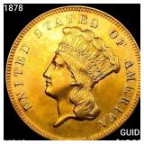 1878 $3 Gold Piece CHOICE BU