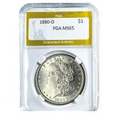 1880-O Morgan Silver Dollar PGA MS65