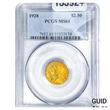 1928 $2.50 Gold Quarter Eagle PCGS MS61