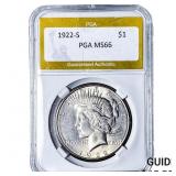 1922-S Silver Peace Dollar PGA MS66