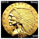1911-D Strong D $2.50 Gold Quarter Eagle UNCIRCULA