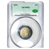 1876 Seated Liberty Quarter CAC MS62