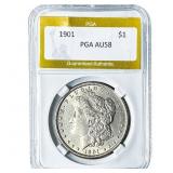 1901 Morgan Silver Dollar PGA AU58