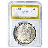 1888 Morgan Silver Dollar PGA MS65+