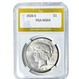 1926-S Silver Peace Dollar PGA MS64