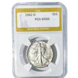 1942-D Walking Liberty Half Dollar PGA MS66