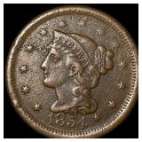 1854 Braided Hair Large Cent NEARLY  UNCIRCULATED