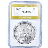 1887 Morgan Silver Dollar PGA MS64