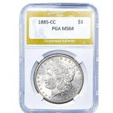 1885-CC Morgan Silver Dollar PGA MS64