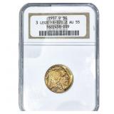 1937-D Buffalo Nickel NGC AU55 3 Legs FS-020.2
