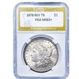 1878 Rev 79 Morgan Silver Dollar PGA MS63+