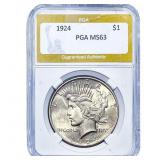 1924 Silver Peace Dollar PGA MS63