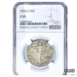 1916-S Walking Liberty Half Dollar NGC F15