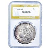 1881-O Morgan Silver Dollar PGA MS64