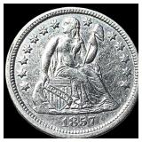 1857 Silver Seated Liberty Dime CLOSELY  UNCIRCUL