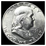 1951-S Silver Franklin Half Dollar CHOICE AU