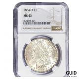 1884-O Morgan Silver Dollar NGC MS63