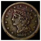 1854 Braided Hair Half Cent NEARLY  UNCIRCULATED