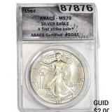 1987 Silver Eagle ANACS MS70