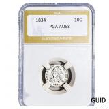 1834 Capped Bust Dime PGA AU58