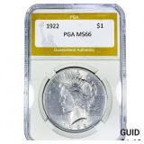 1922 Silver Peace Dollar PGA MS66