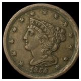 1855 Braided Hair Half Cent NEARLY  UNCIRCULATED