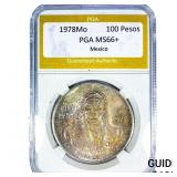 1978Mo Mexico Silver 100 Pesos PGA MS66+