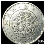 1874 Japan Silver 1 Yen, , Low Mintage, 942,006 Mi