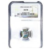 1902 Canada 5 Cents NGC AU 58