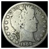 1908-D Silver Barber Half Dollar NICELY CIRCULATED