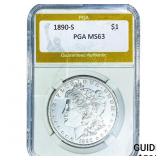 1890-S Morgan Silver Dollar PGA MS63