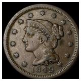 1849 Braided Hair Large Cent LIGHTLY CIRCULATED