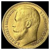 1897 Gold 15 Roubles Russia Nicholas II UNCIRCULAT