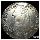 1788 France .8694oz Silver Ecu NEARLY UNCIRCULATE