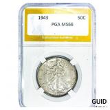 1943 Walking Liberty Half Dollar PGA MS66