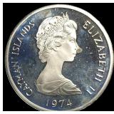 1974 Cayman Islands Silver 5 Dollars GEM PROOF