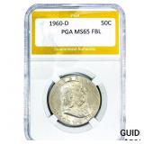 1960-D Franklin Half Dollar PGA MS65 FBL