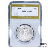 1934 Walking Liberty Half Dollar PGA MS64
